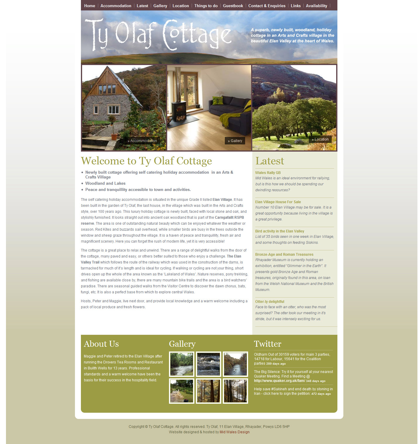 Ty Olaf Cottage website